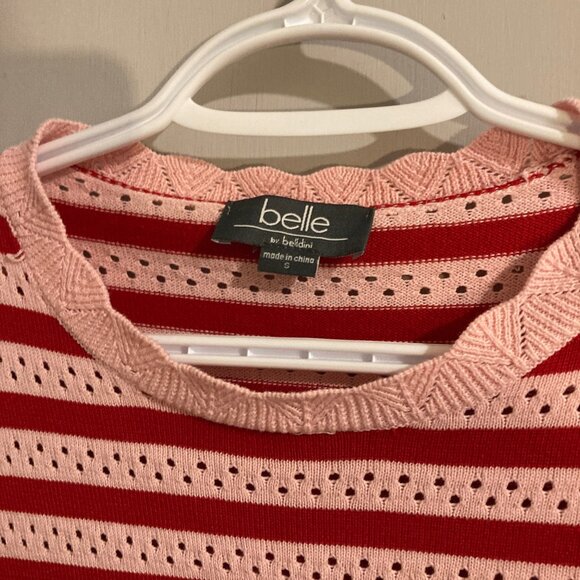 Belle by Belldini Women's Crew Neck Sweater Pink and Red, Size Small - Picture 3 of 6